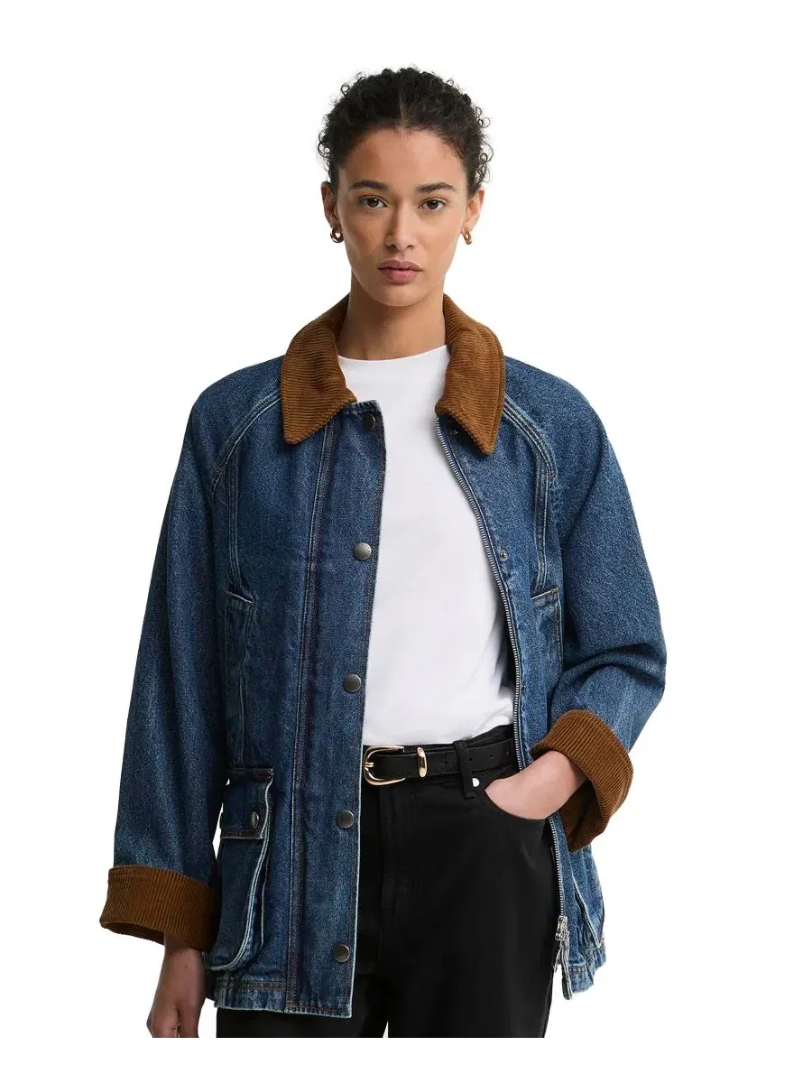 Джинсовая куртка Barbour Women's Beadnell Denim Utility Jacket — изображение 3 из 7, синий джинсовый синий
