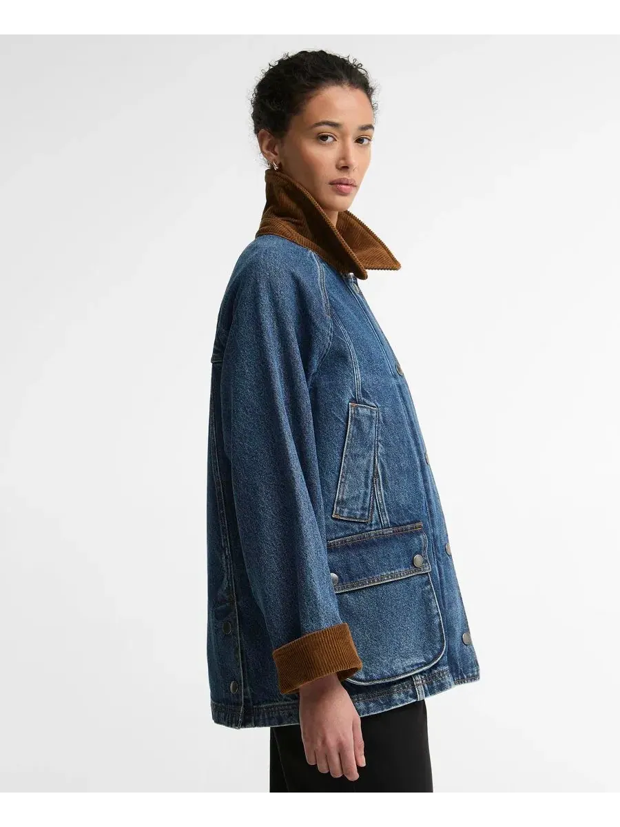 Джинсовая куртка Barbour Women's Beadnell Denim Utility Jacket — изображение 4 из 7, синий джинсовый синий