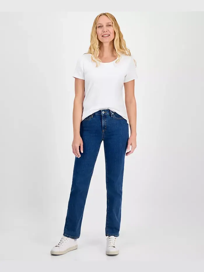 Джинсы прямого кроя с заниженной посадкой Petite Style & Co