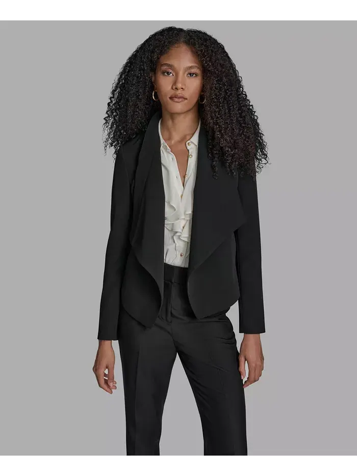 Женская куртка с открытым передом и утепленными плечами BCBG — изображение 3 из 5, черный