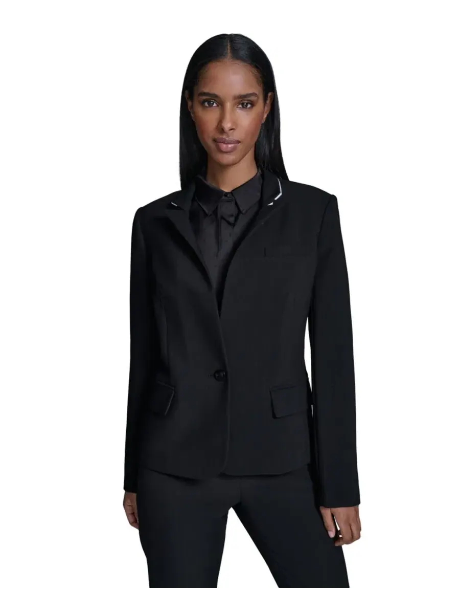 Жакет с лацканами и одной пуговицей Petite One-Button Reverse Lapel KARL LAGERFELD PARIS