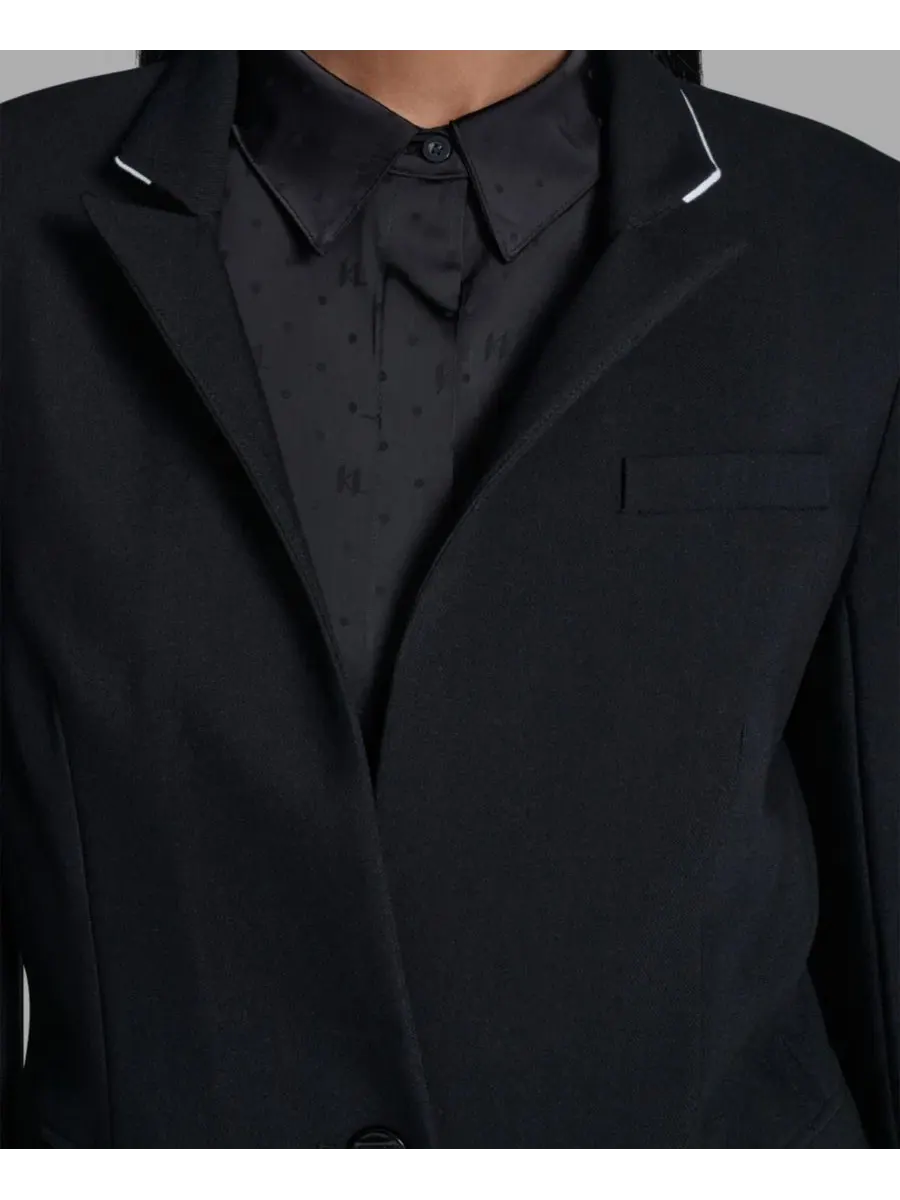 Жакет с лацканами и одной пуговицей Petite One-Button Reverse Lapel KARL LAGERFELD PARIS — изображение 4 из 6, черный