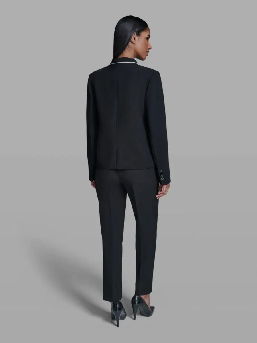 Жакет с лацканами и одной пуговицей Petite One-Button Reverse Lapel KARL LAGERFELD PARIS — изображение 6 из 6, черный