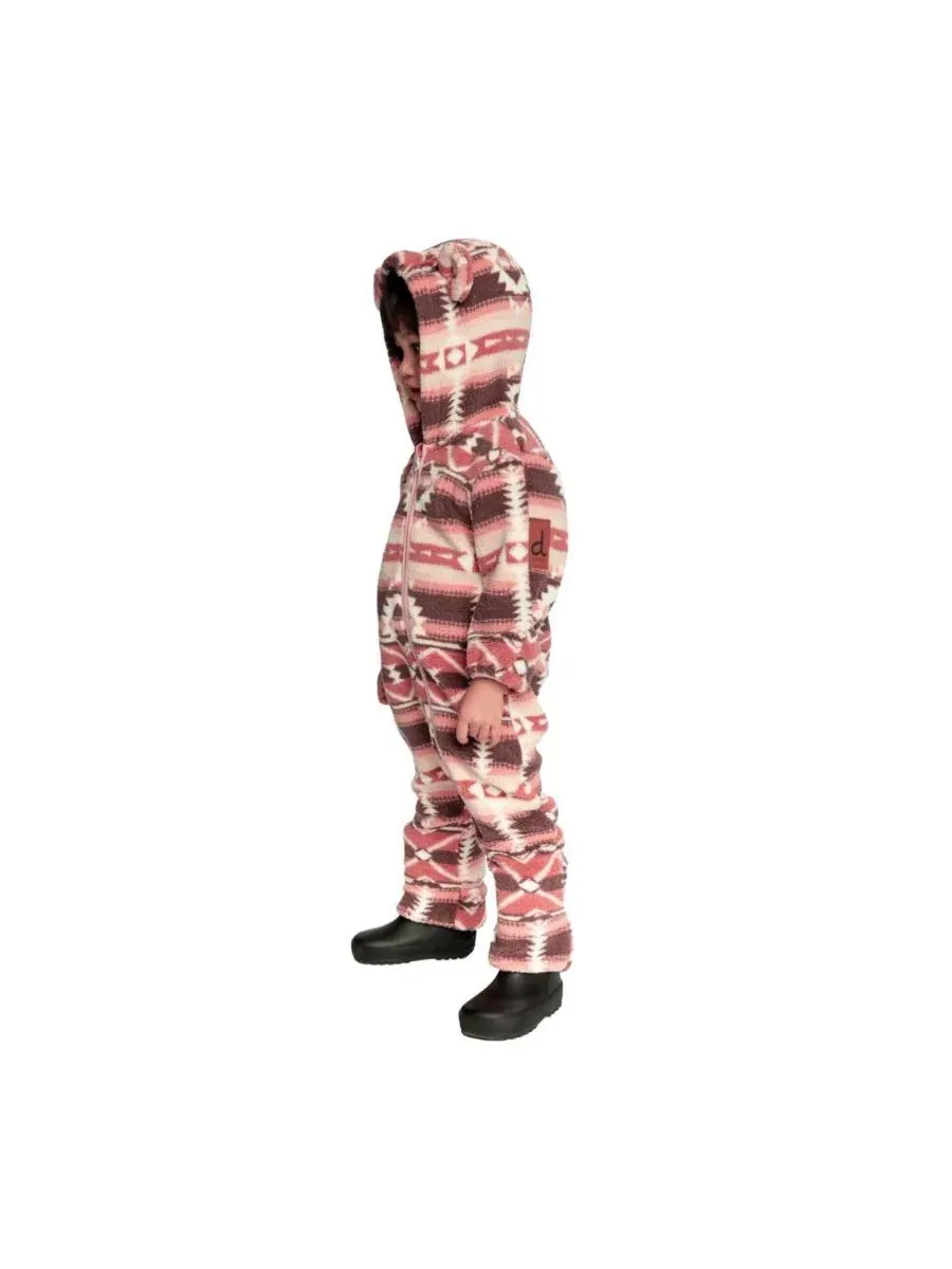 Детский комбинезон-слинг с капюшоном, длинным рукавом, на молнии Deux par Deux — изображение 3 из 6, розовый