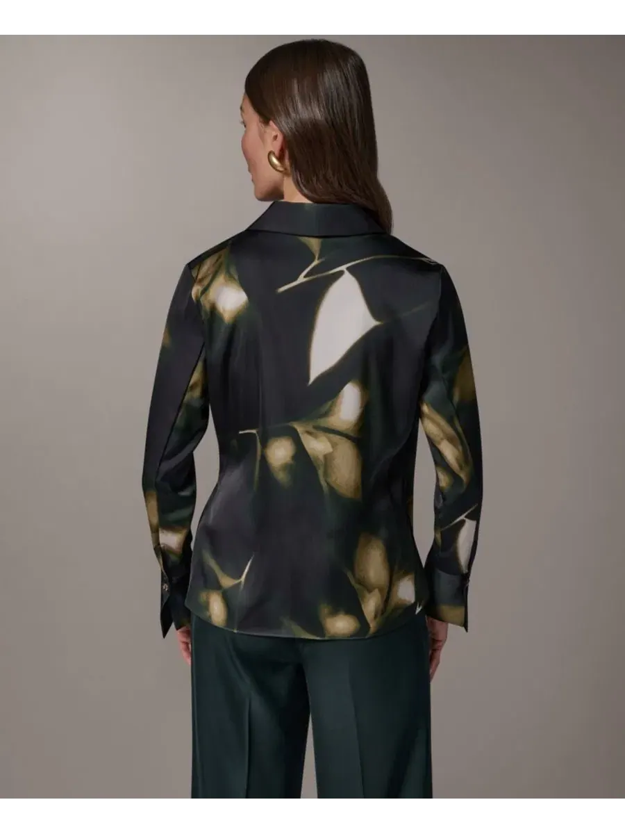 Блуза с V-образным вырезом и длинным рукавом с принтом Donna Karan New York — изображение 5 из 7, оливковый мульти