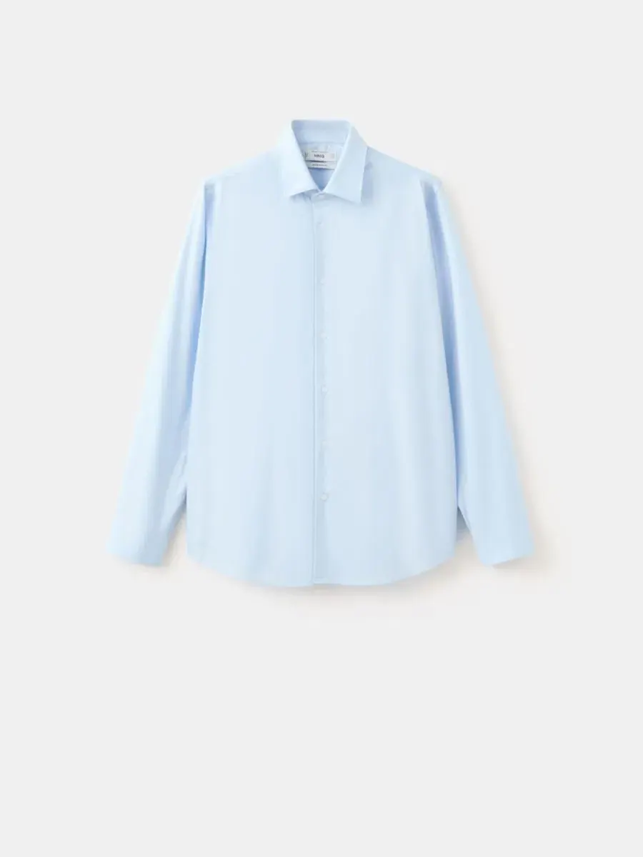 Рубашка Super Slim Fit Cotton Stretch MANGO — изображение 2 из 7, синий