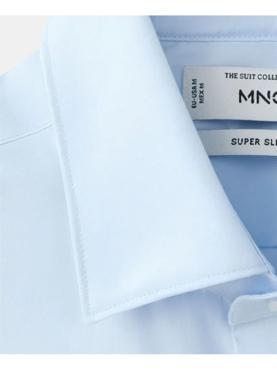 Рубашка Super Slim Fit Cotton Stretch MANGO — изображение 3 из 7, синий