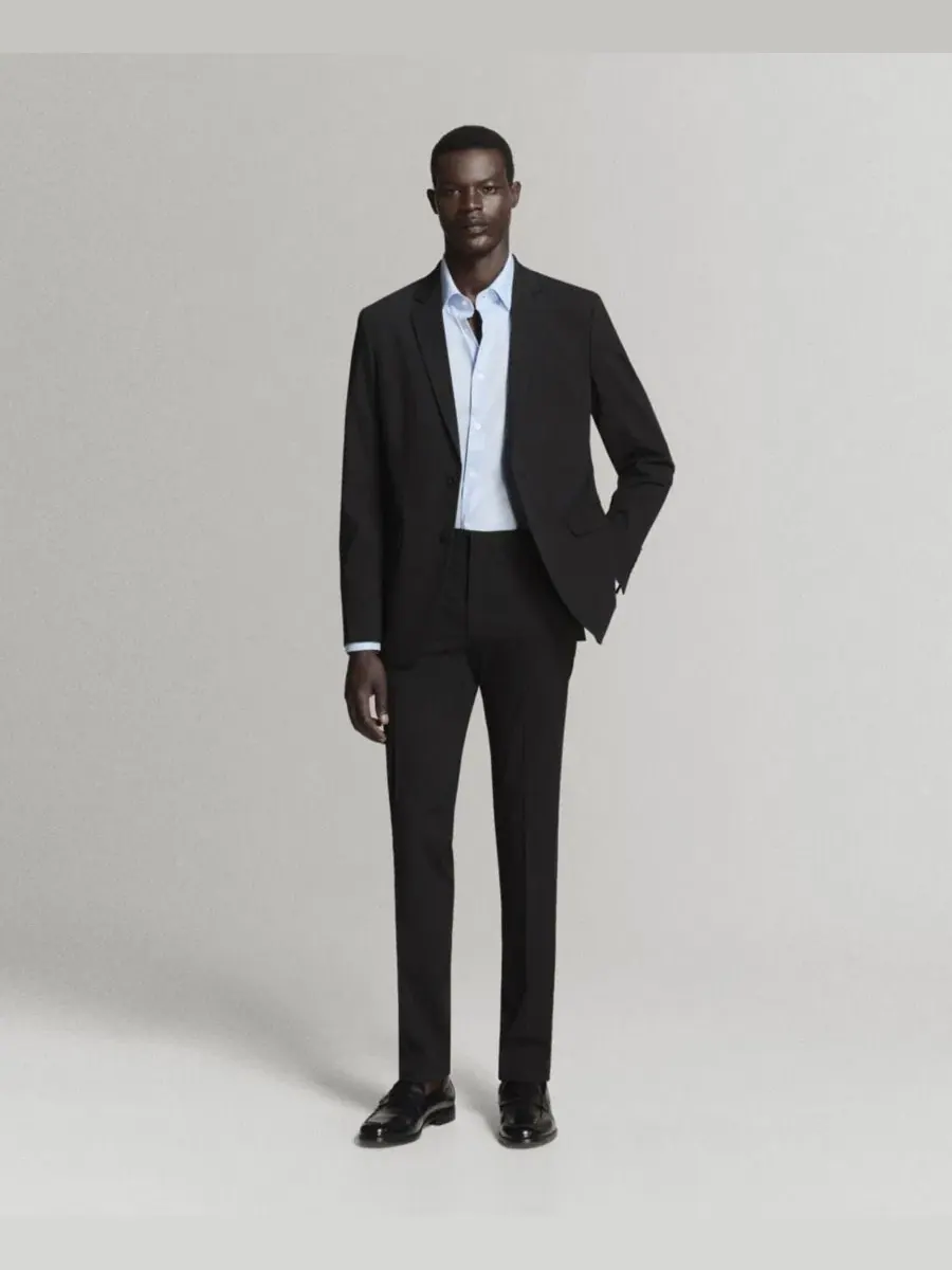 Рубашка Super Slim Fit Cotton Stretch MANGO — изображение 7 из 7, синий