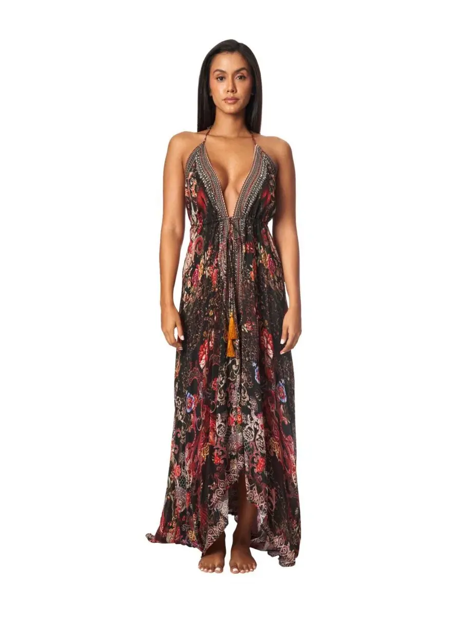 Платье макси с запахом и кисточками La Moda Clothing