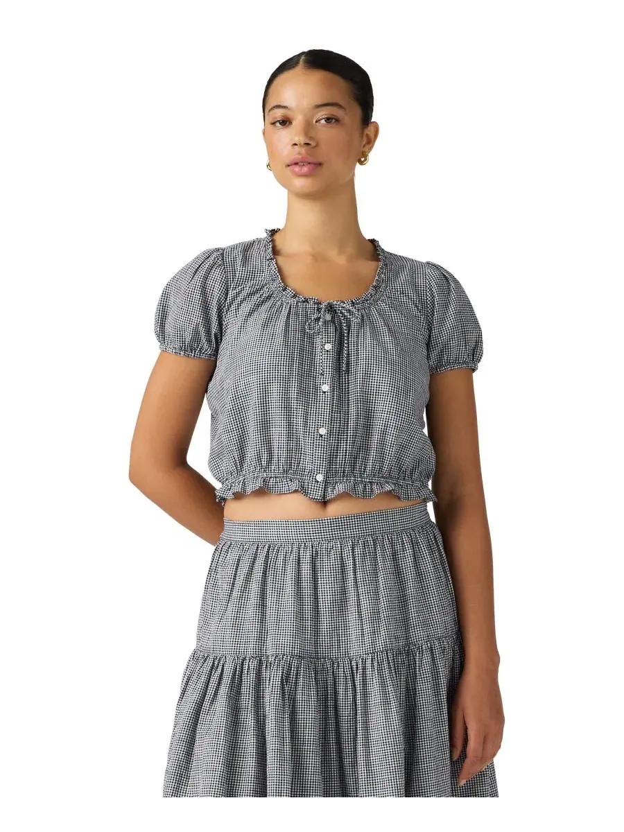 Блузка с коротким рукавом Chiara Levi's, Ceicil Even Micro Check Peacoat — изображение 2 из 11