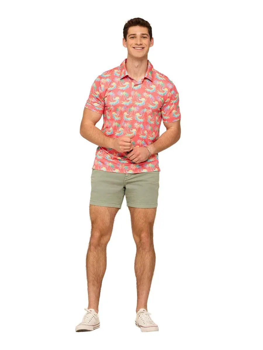 Поло с коротким рукавом Swampy Soiree Chubbies — изображение 2 из 4, коралл
