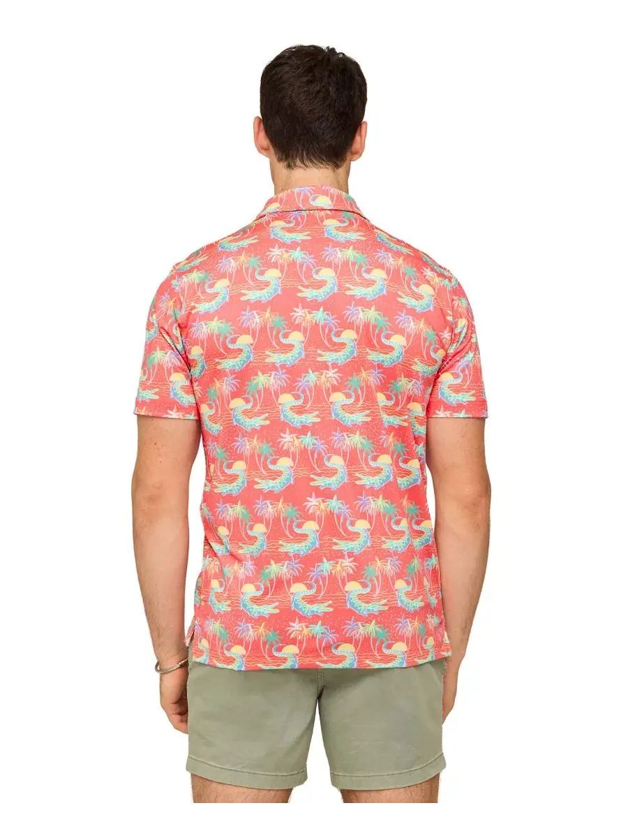 Поло с коротким рукавом Swampy Soiree Chubbies — изображение 4 из 4, коралл