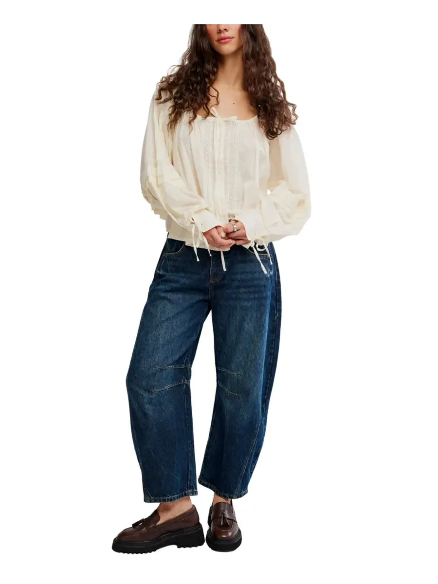 Блуза с длинным рукавом La Lune Scoop Neck Free People — изображение 2 из 5, белый