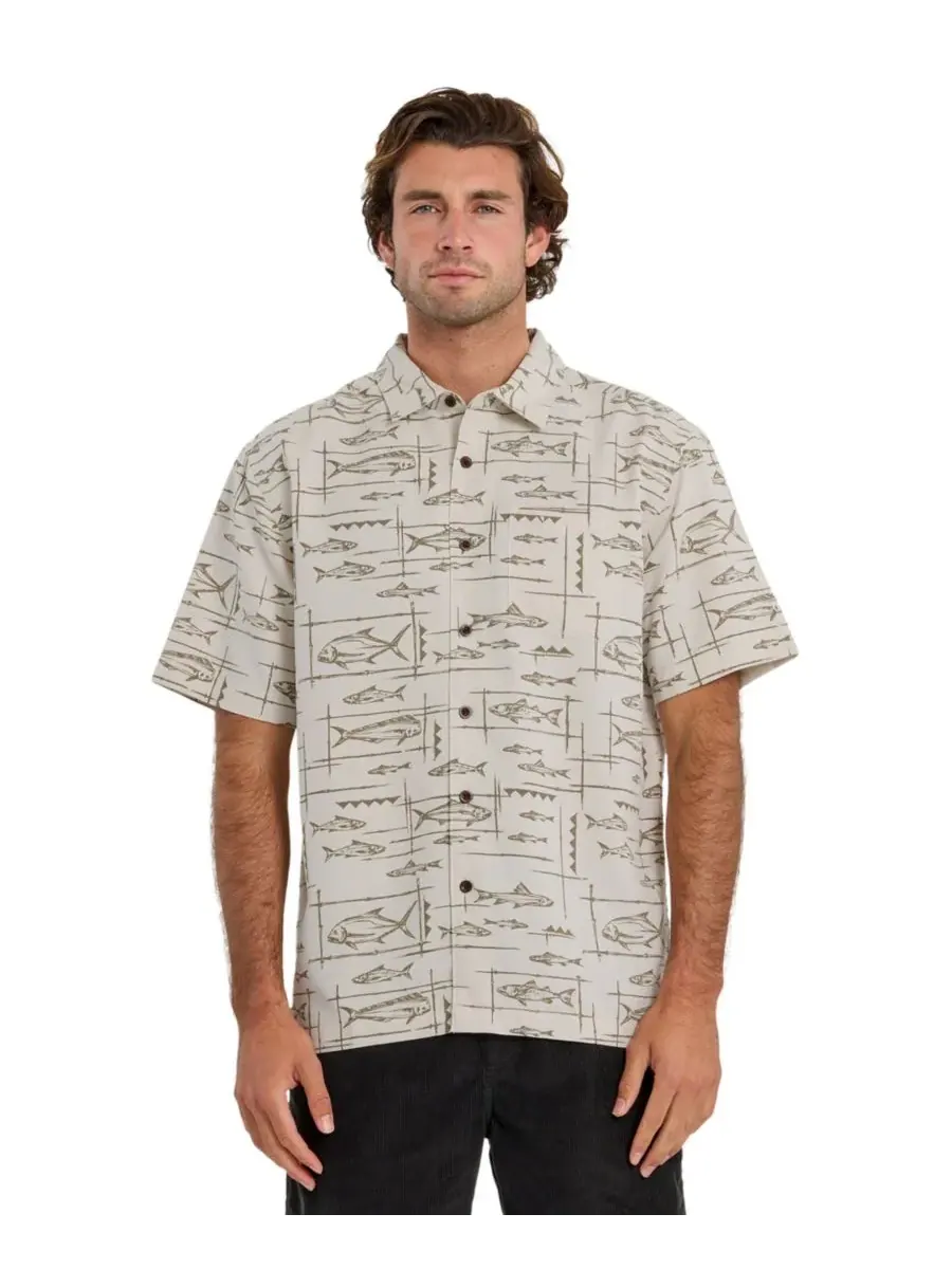 Quiksilver Waterman Мужская рубашка с коротким рукавом Quiksilver Topanga — изображение 1 из 3, лунный свет