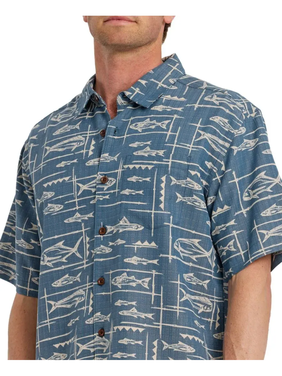Quiksilver Waterman Мужская рубашка с коротким рукавом Quiksilver Topanga — изображение 2 из 3, темный джинсовый синий