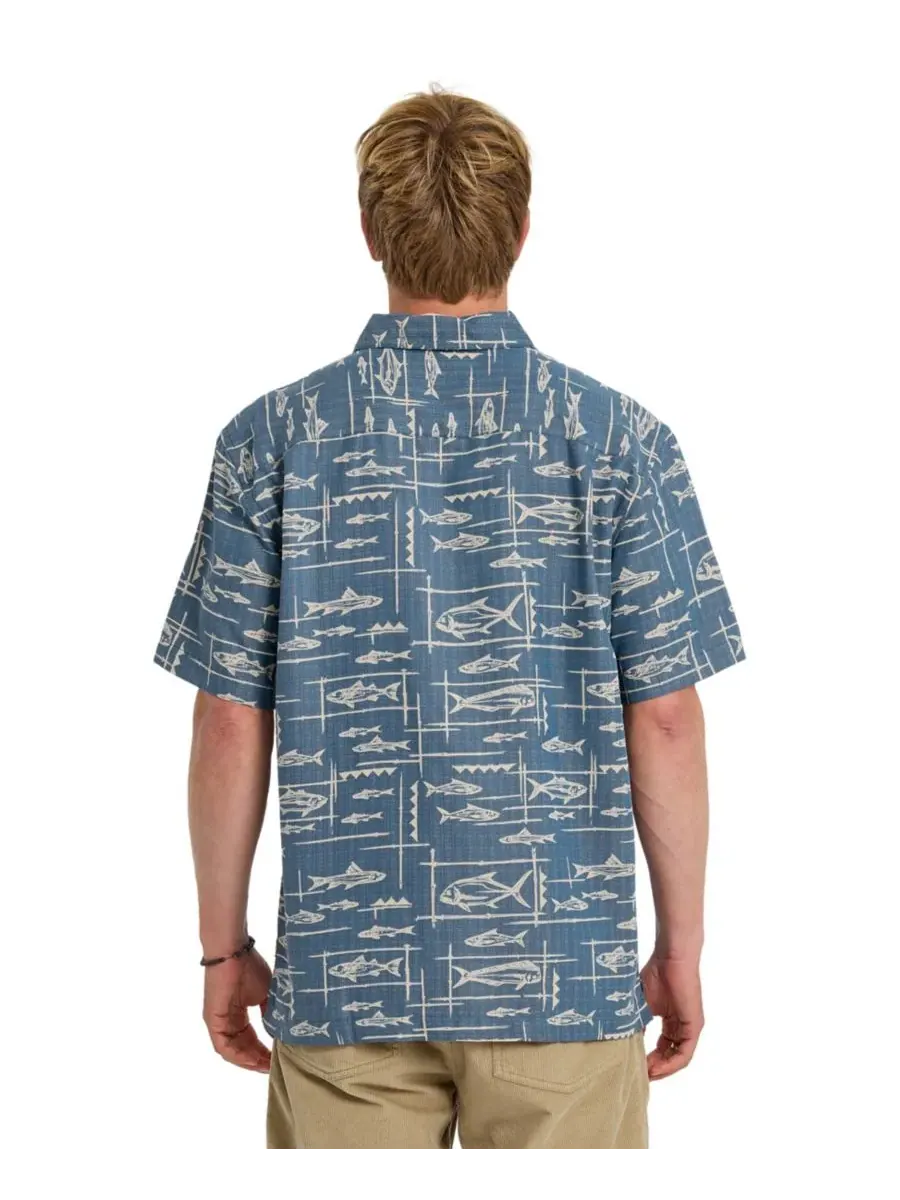 Quiksilver Waterman Мужская рубашка с коротким рукавом Quiksilver Topanga — изображение 3 из 3, темный джинсовый синий