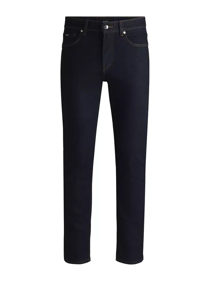 Мужские джинсы Slim-Fit из эластичного денима Hugo Boss — изображение 2 из 4, темно-синий