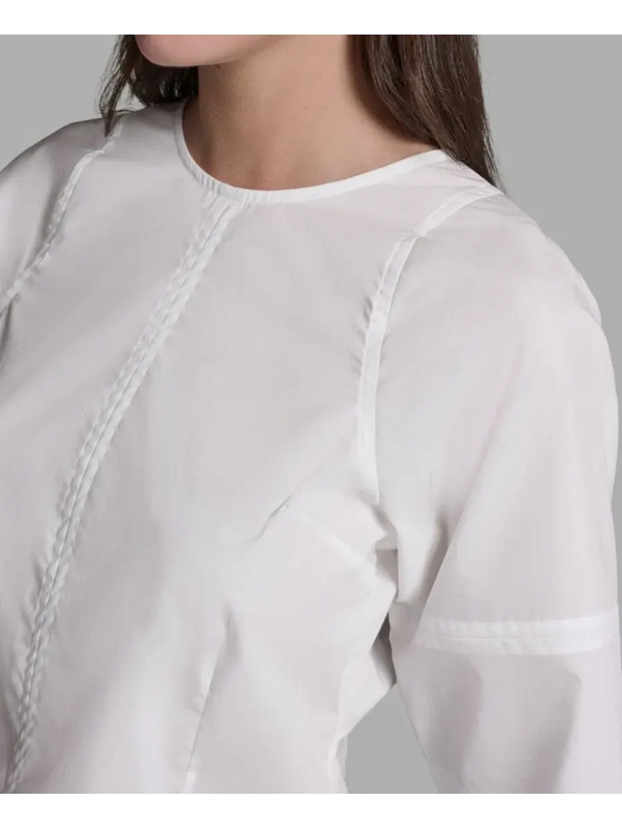 Блуза с коротким рукавом, с воротником-лодочкой, из хлопка BCBG — изображение 4 из 7, белый