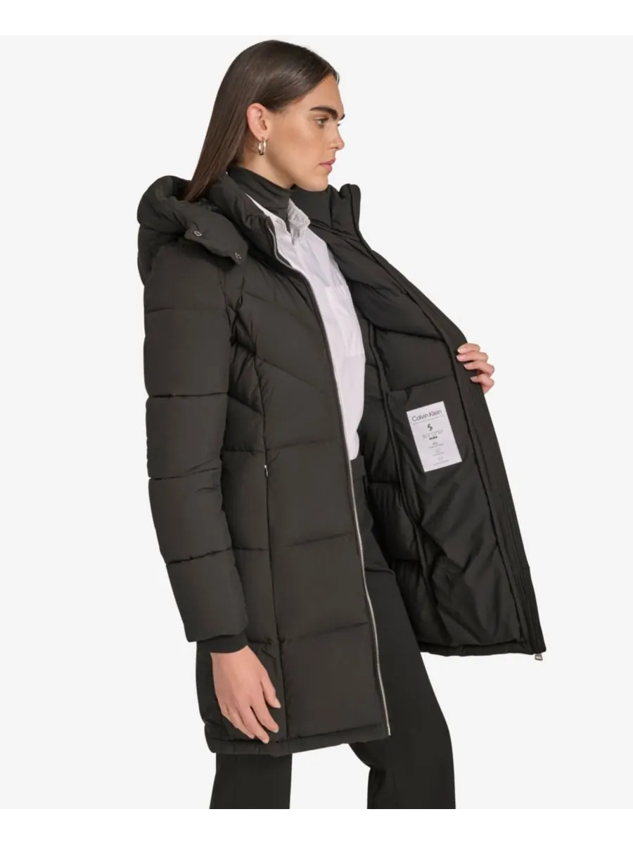 Женская пуховая куртка с капюшоном и воротником-стойкой Calvin Klein — изображение 4 из 7, черный