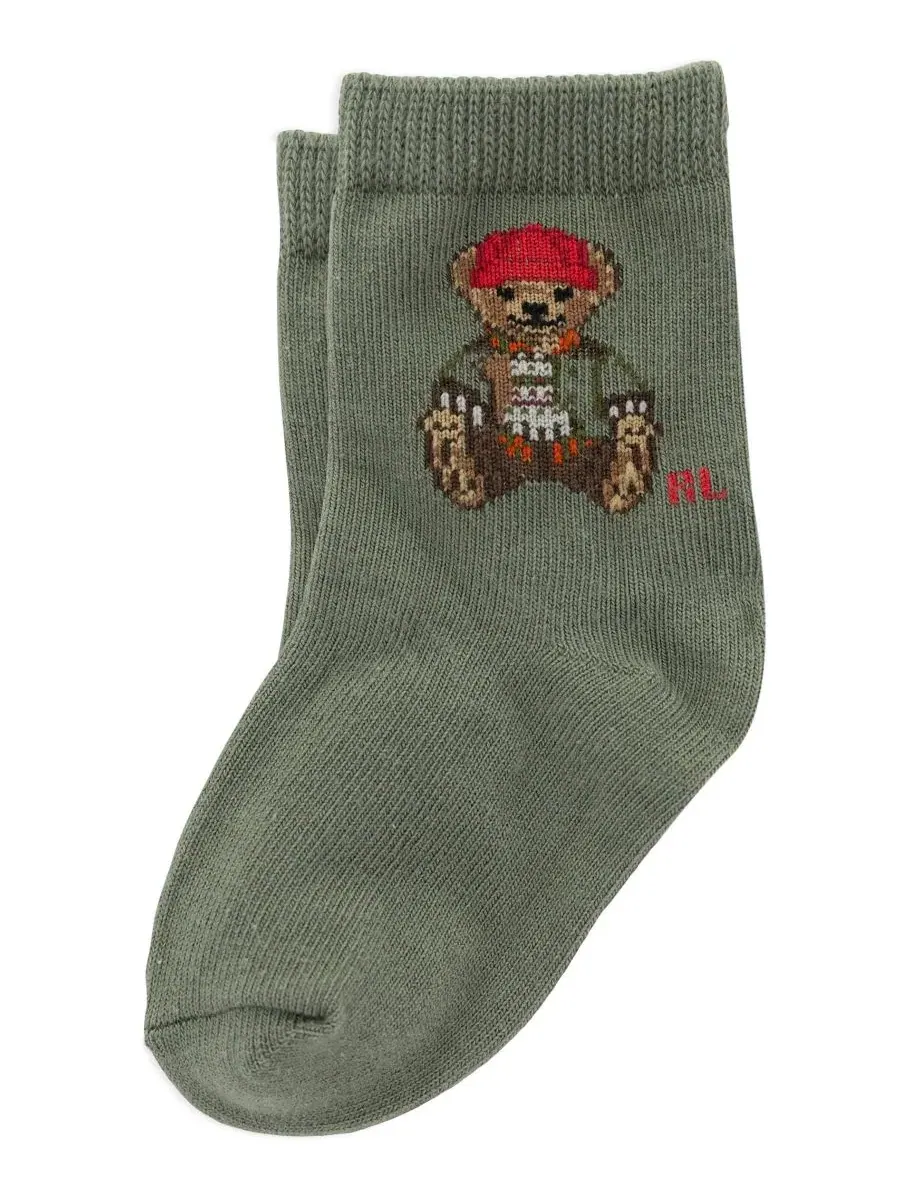 Комплект носков с принтом Outdoor Bear Plaid Polo Ralph Lauren — изображение 2 из 5, оливковый