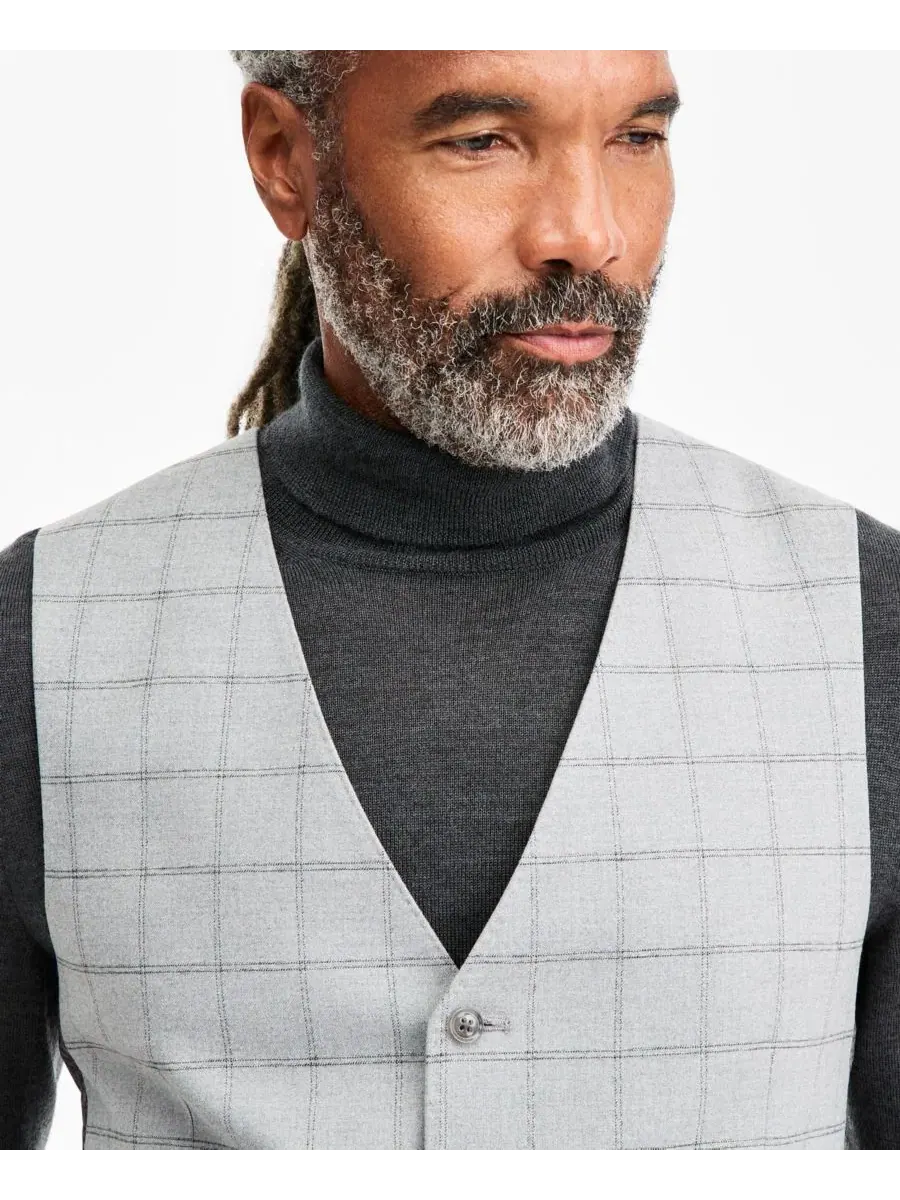 Жилет классический Grey Black Check Tayion Collection — изображение 3 из 3, серый черный