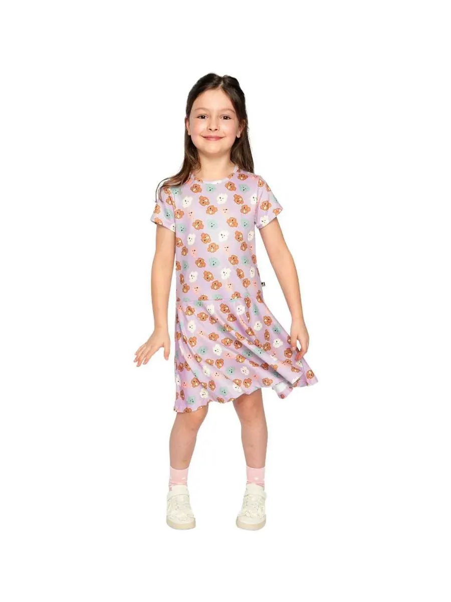 Платье из джерси с коротким рукавом Poodle Chic Deux par Deux — изображение 3 из 6, фиолетовый