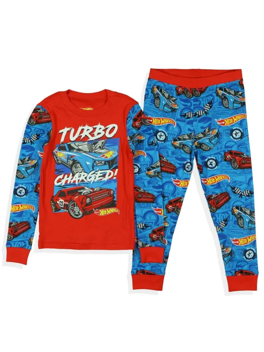 Комплект пижам с длинным рукавом Turbo Charged Hot Wheels — изображение 3 из 3, красный