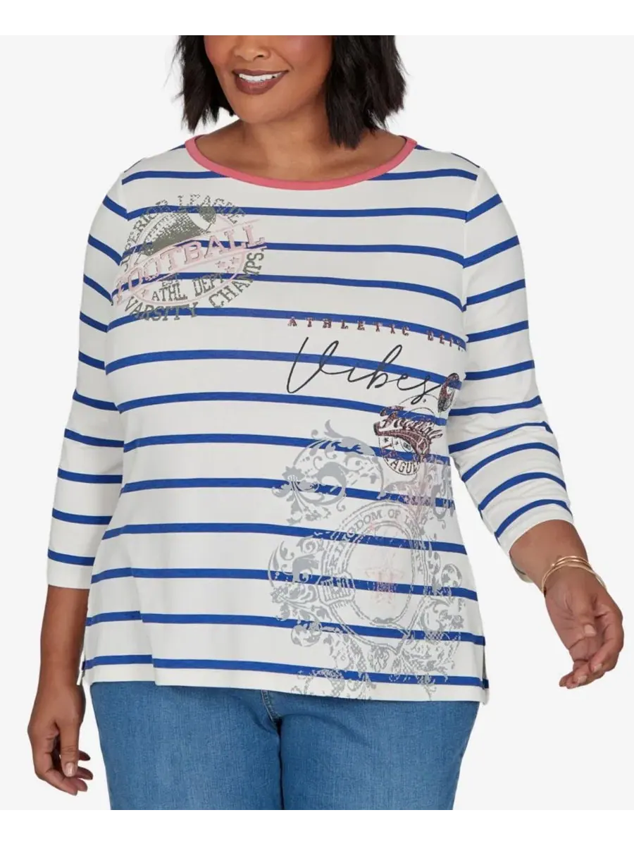 Блуза-лонгслив с принтом, модель Striped Boat Neck Ruby Rd.
