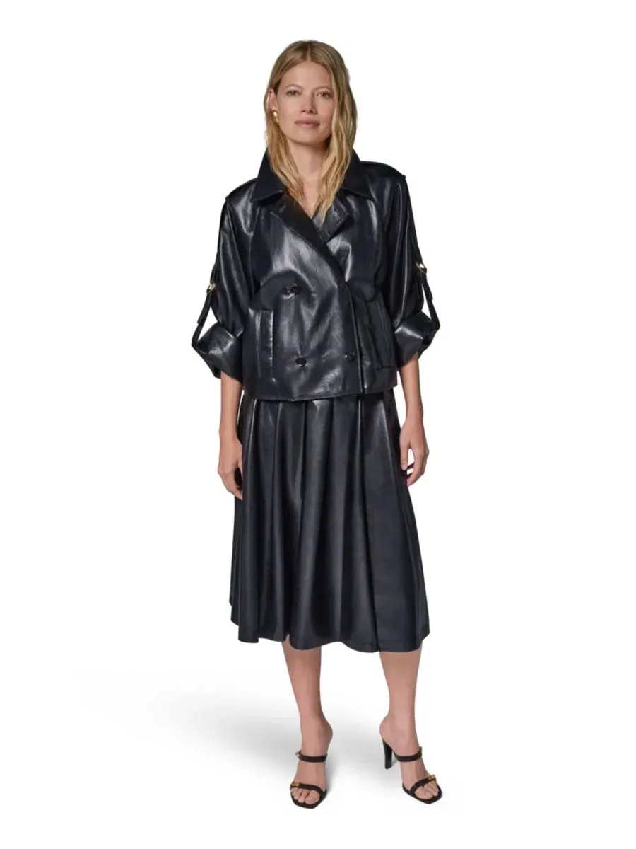 Куртка-жакет с отложным воротником и рукавами с отворотами Donna Karan New York — изображение 3 из 14, черный