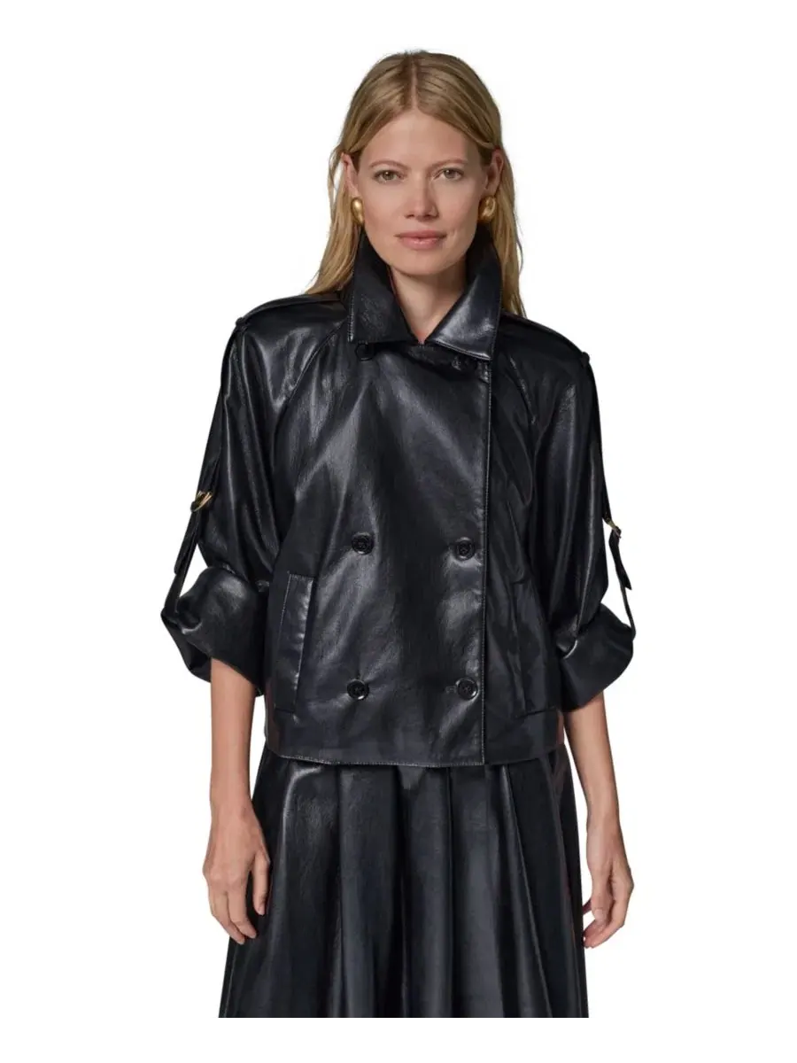 Куртка-жакет с отложным воротником и рукавами с отворотами Donna Karan New York — изображение 5 из 14, черный