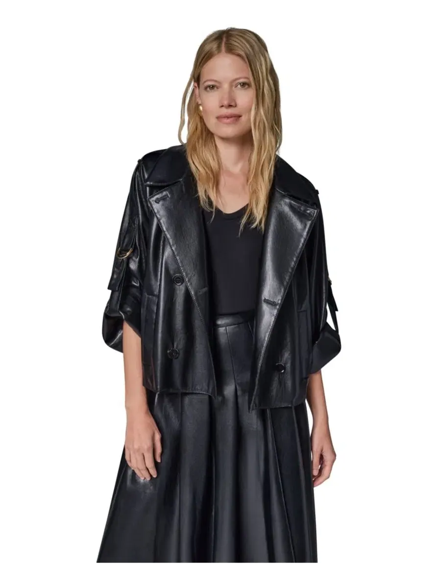 Куртка-жакет с отложным воротником и рукавами с отворотами Donna Karan New York — изображение 6 из 14, черный