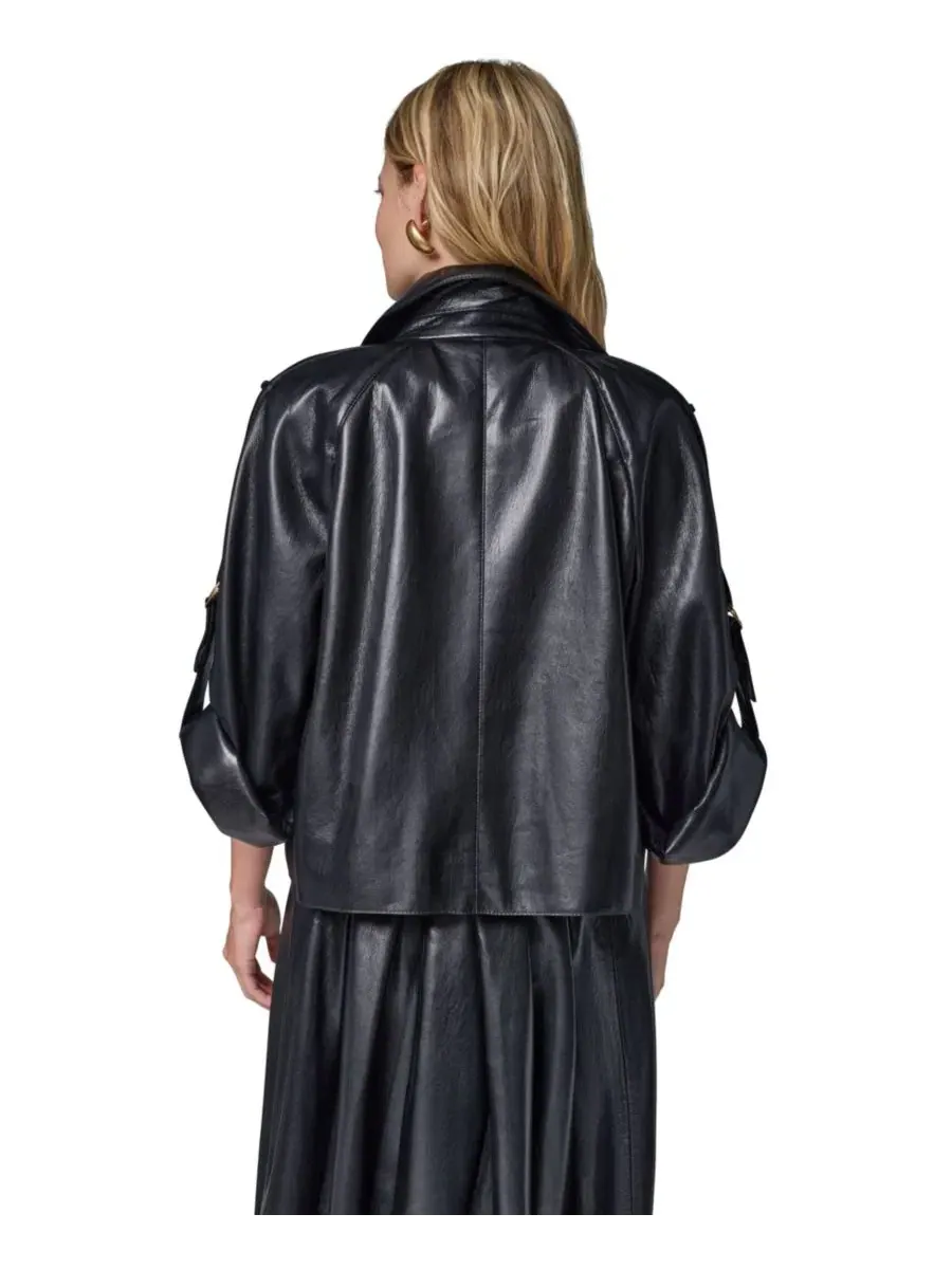Куртка-жакет с отложным воротником и рукавами с отворотами Donna Karan New York — изображение 10 из 14, черный