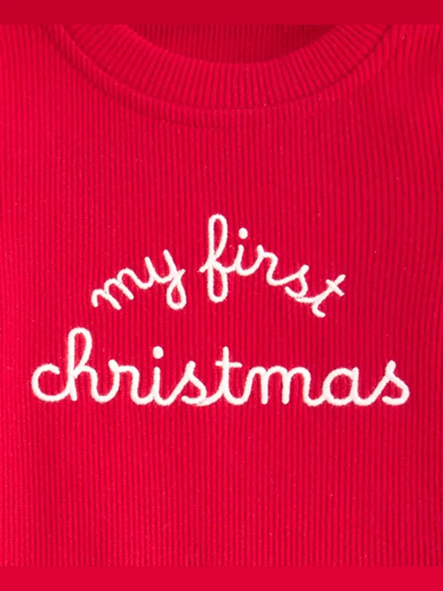 Детский комбинезон-слип с длинным рукавом My First Christmas First Impressions — изображение 3 из 3, красный