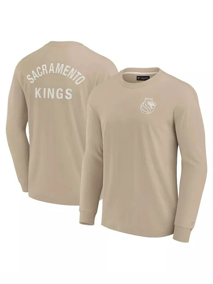Мужская и женская супермягкая футболка цвета хаки Sacramento Kings Elements с длинным рукавом — зеленый