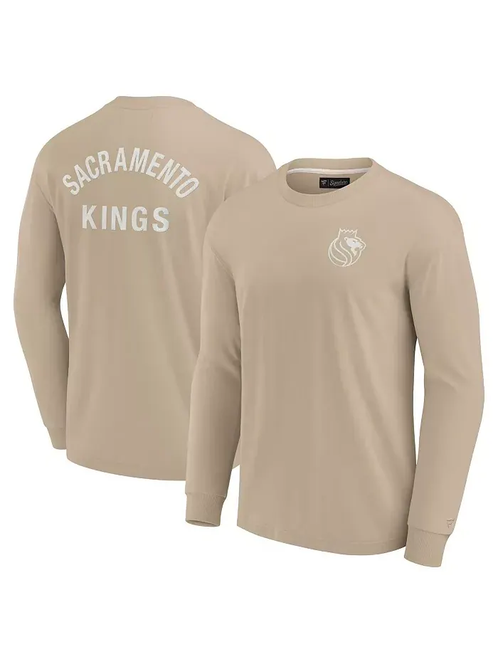 Мужская и женская супермягкая футболка с длинным рукавом Sacramento Kings Elements цвета хаки — изображение 1 из 3