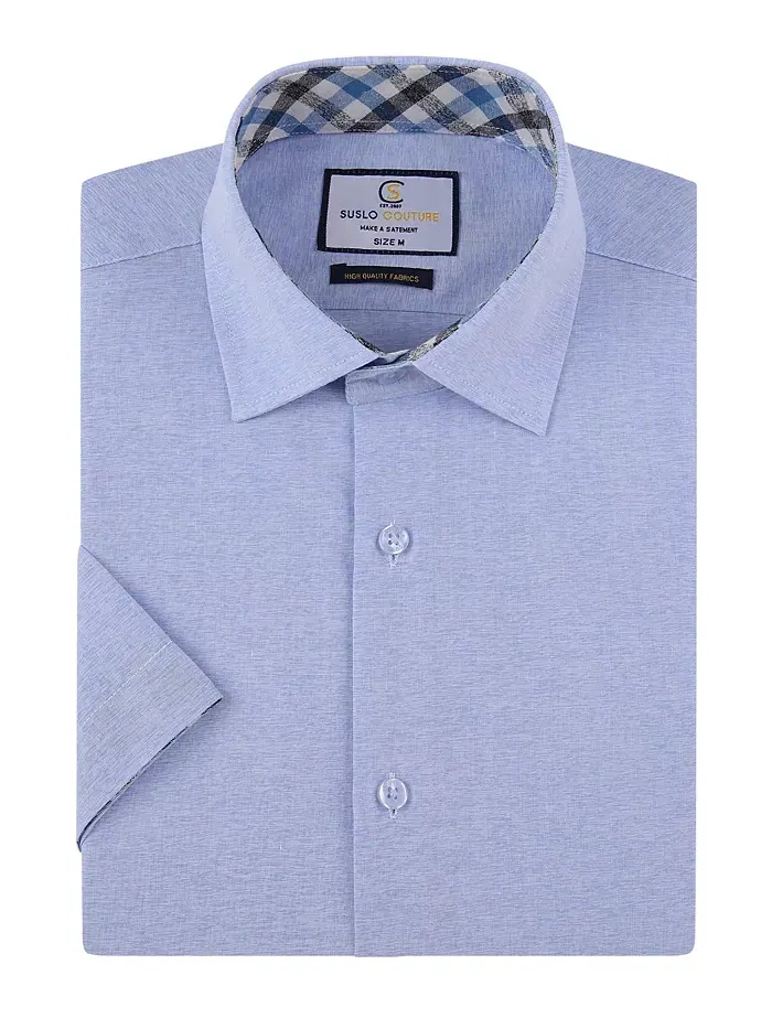Мужская рубашка с коротким рукавом Slim Fit в стиле льна на пуговицах Suslo Couture