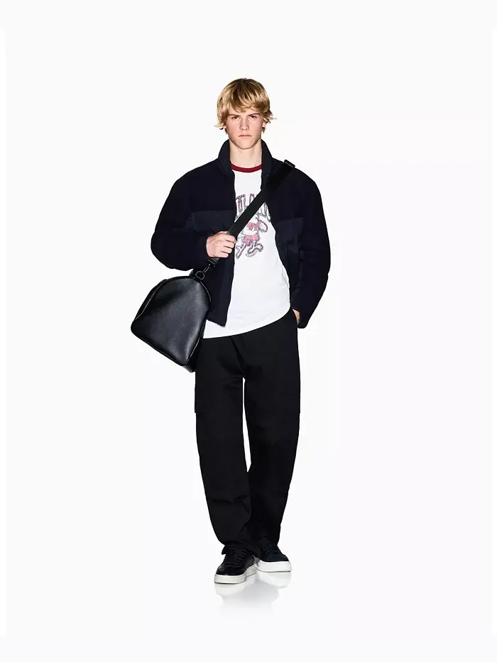 Мужское стеганое пальто с цветными блоками A|X Armani Exchange — изображение 4 из 5, синий