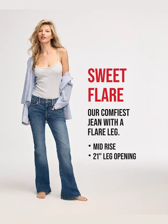 Женские джинсы Sweet-Flare со средней посадкой Lucky Brand — изображение 5 из 5, яркий белый