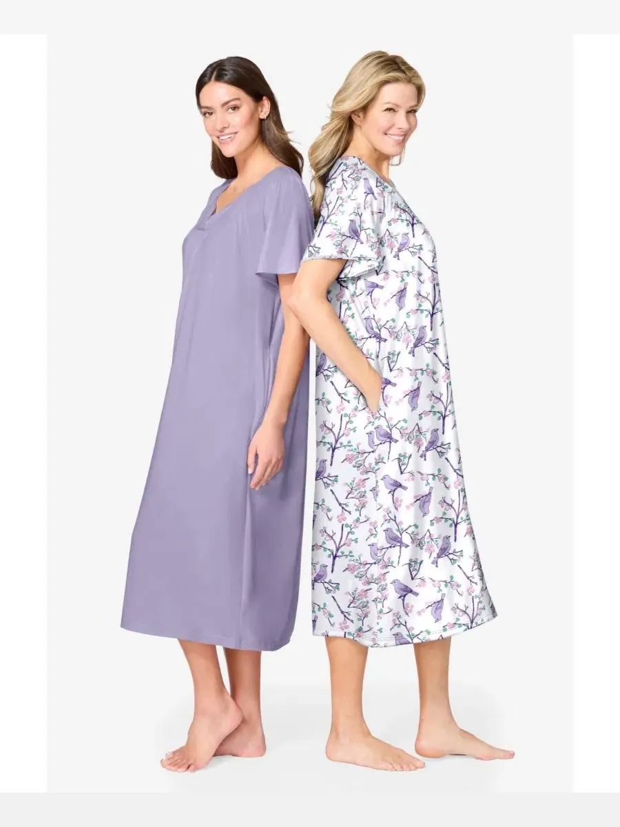 Ночная рубашка-биб с коротким рукавом, модель 2-Pack, Only Necessities, Pale Lilac Songbird — изображение 3 из 3