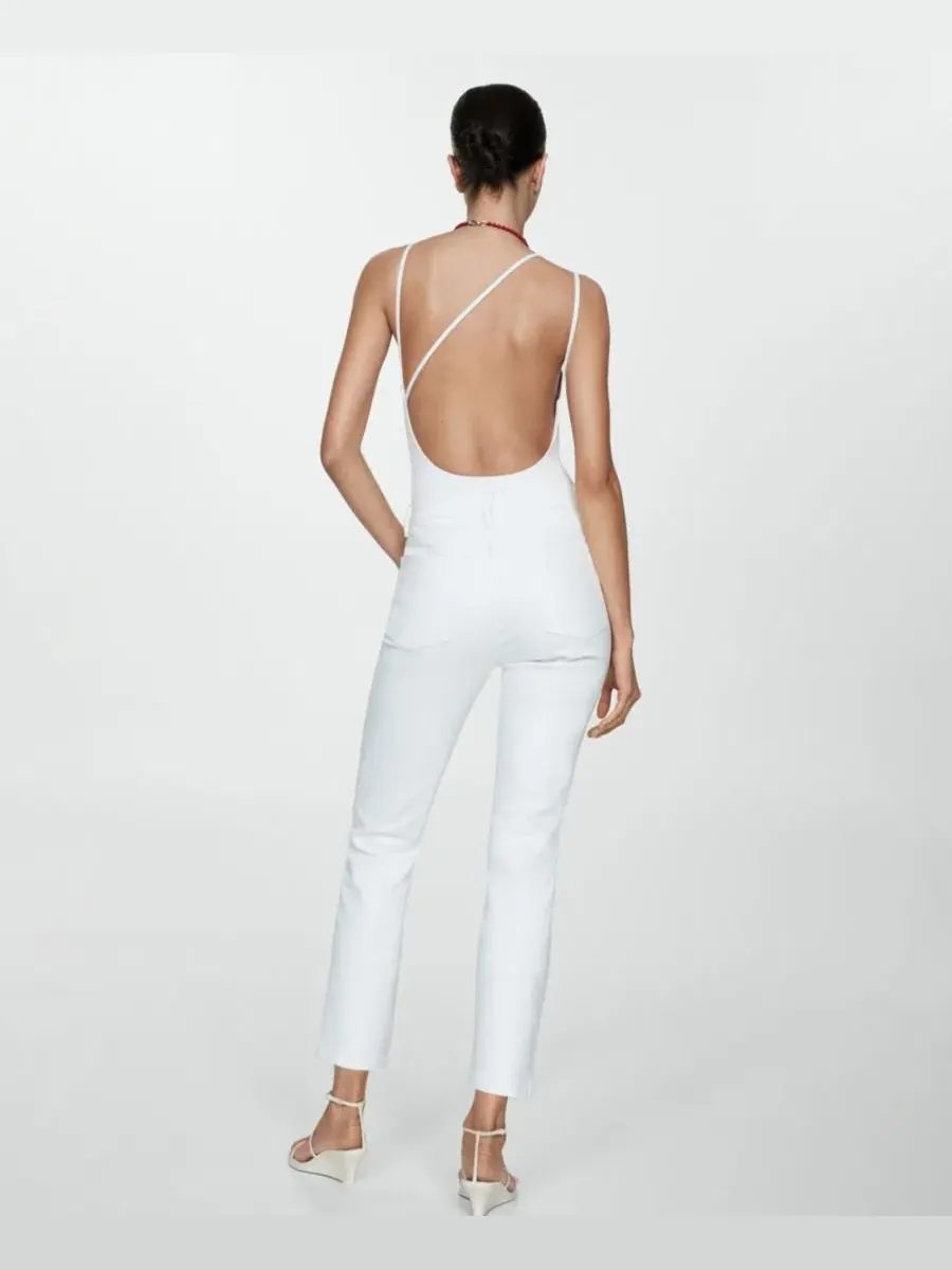 Джинсы скинни укороченные Claudia Slim Crop Waxed MANGO — изображение 7 из 9, белый