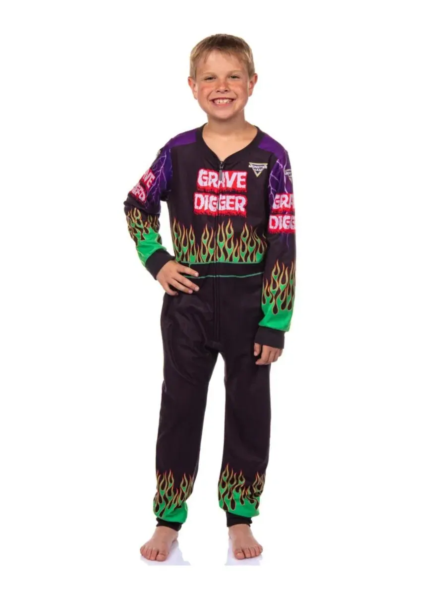 Детский комбинезон-пижама с капюшоном, с принтом Monster Jam Monster Jam
