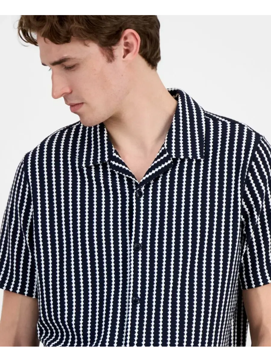 Мужская рубашка-поло с коротким рукавом Rafa Jacquard Knit GUESS — изображение 4 из 4, синий мульти