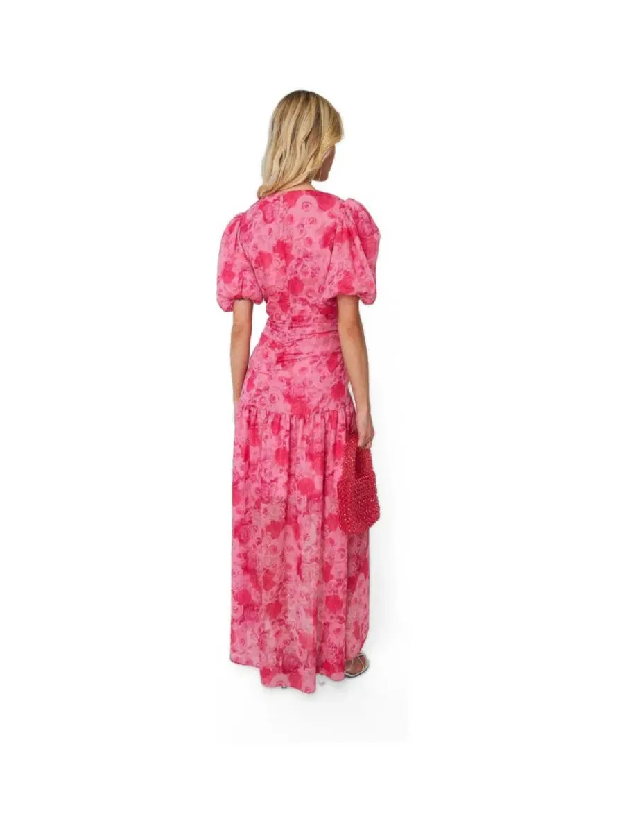 Платье макси с цветочным принтом, модель Elaine Floral High-Low CRAS — изображение 3 из 6, розовый