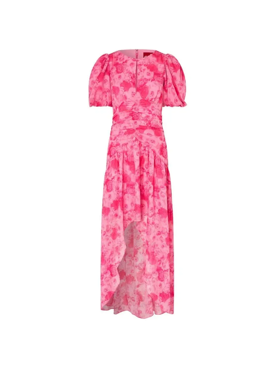 Платье макси с цветочным принтом, модель Elaine Floral High-Low CRAS — изображение 5 из 6, розовый
