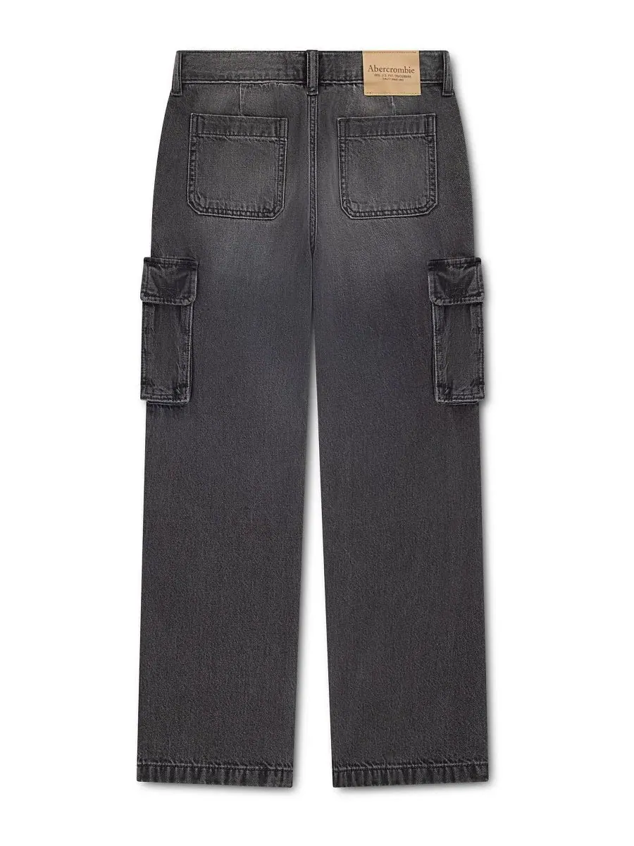 Детские джинсы карго свободного кроя с утилитарными карманами, модель Baggy Cargo Jeans abercrombie — изображение 2 из 5