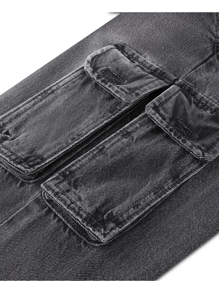 Детские джинсы карго свободного кроя с утилитарными карманами, модель Baggy Cargo Jeans abercrombie — изображение 4 из 5