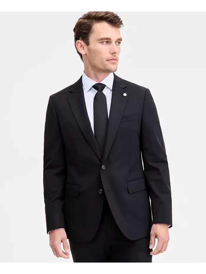 Мужской пиджак Modern-Fit черный однотонный из смесовой шерсти Ted Baker