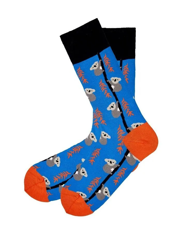 Мужские новинки цветных носков унисекс Koala с бесшовным мыском, 1 шт. Love Sock Company — изображение 2 из 3, синий