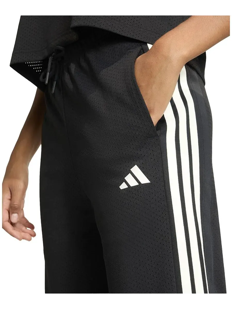 Женские спортивные брюки из сетчатой ткани для стадиона Adidas — изображение 3 из 5, черный/белый