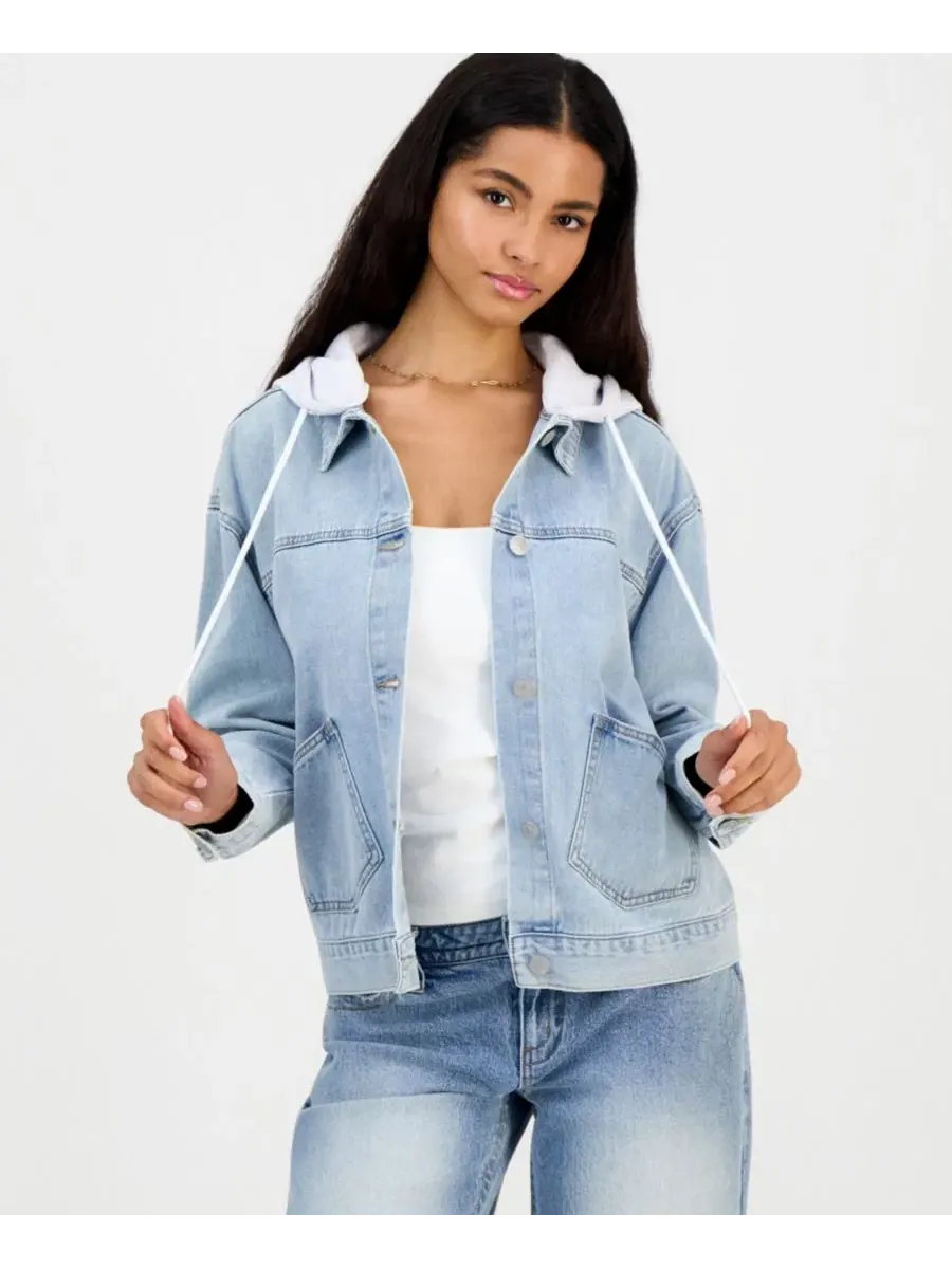Джинсовая куртка с капюшоном Madden Girl, Lt Wash